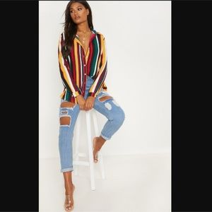 NEW Pretty Little Thing Multi Stripe Shirt Sz 10